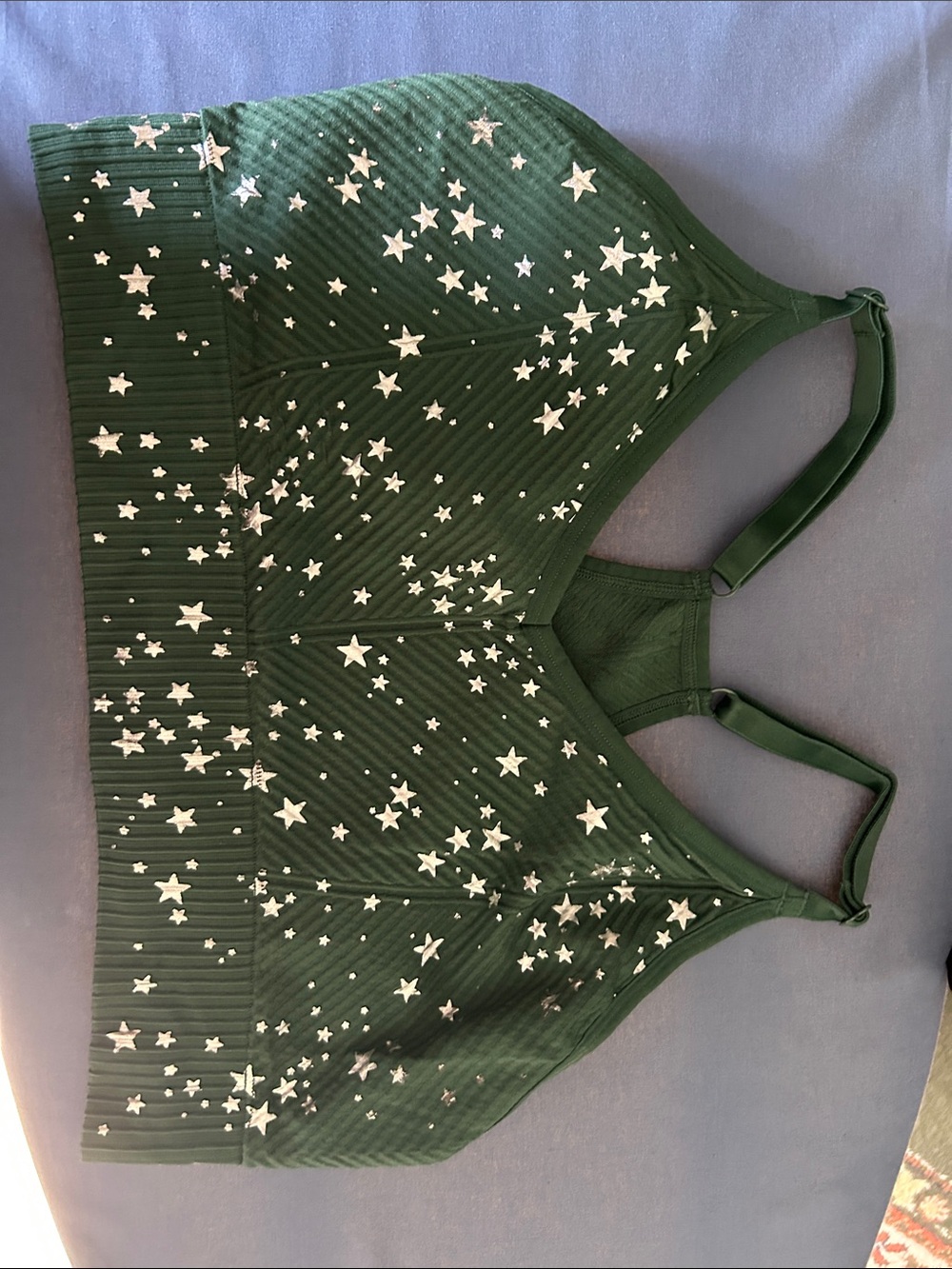 PINK Victoria's Secret Dark Green Star-Print Sports Bralette